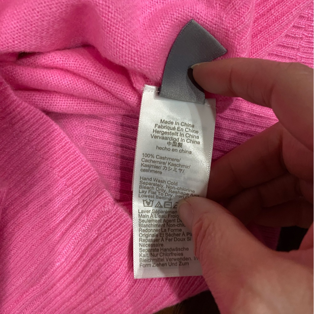 J. CREW Pink Cashmere Crewneck Cropped Pullover Sweater Women’s L - Picture 6 of 6